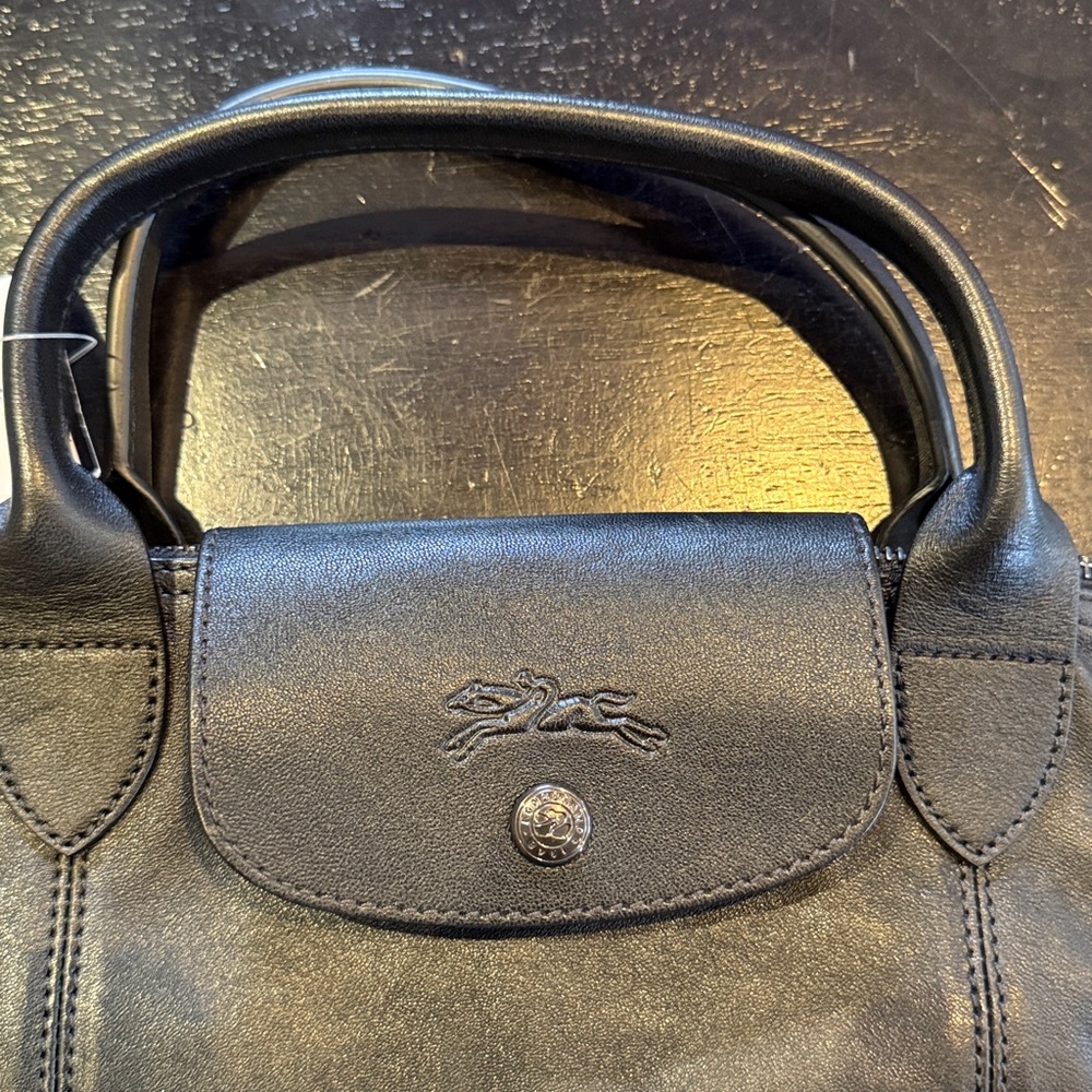 LONGCHAMP Le Pliage Cuir Leather Top Handle Tote - Picture 8 of 9